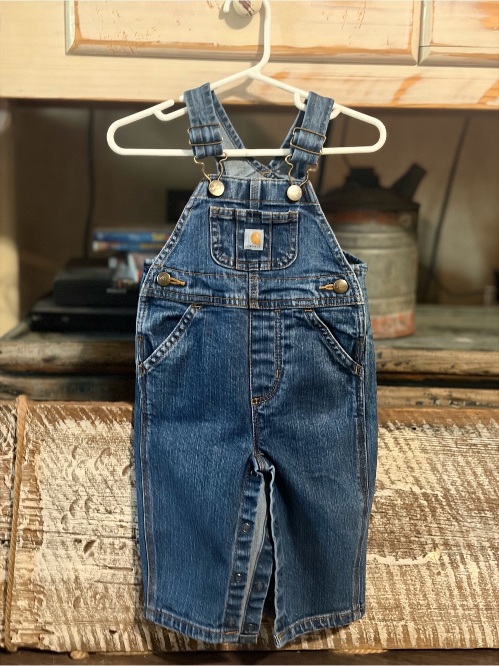 Carhartt Kids Dark Blue Denim Overalls